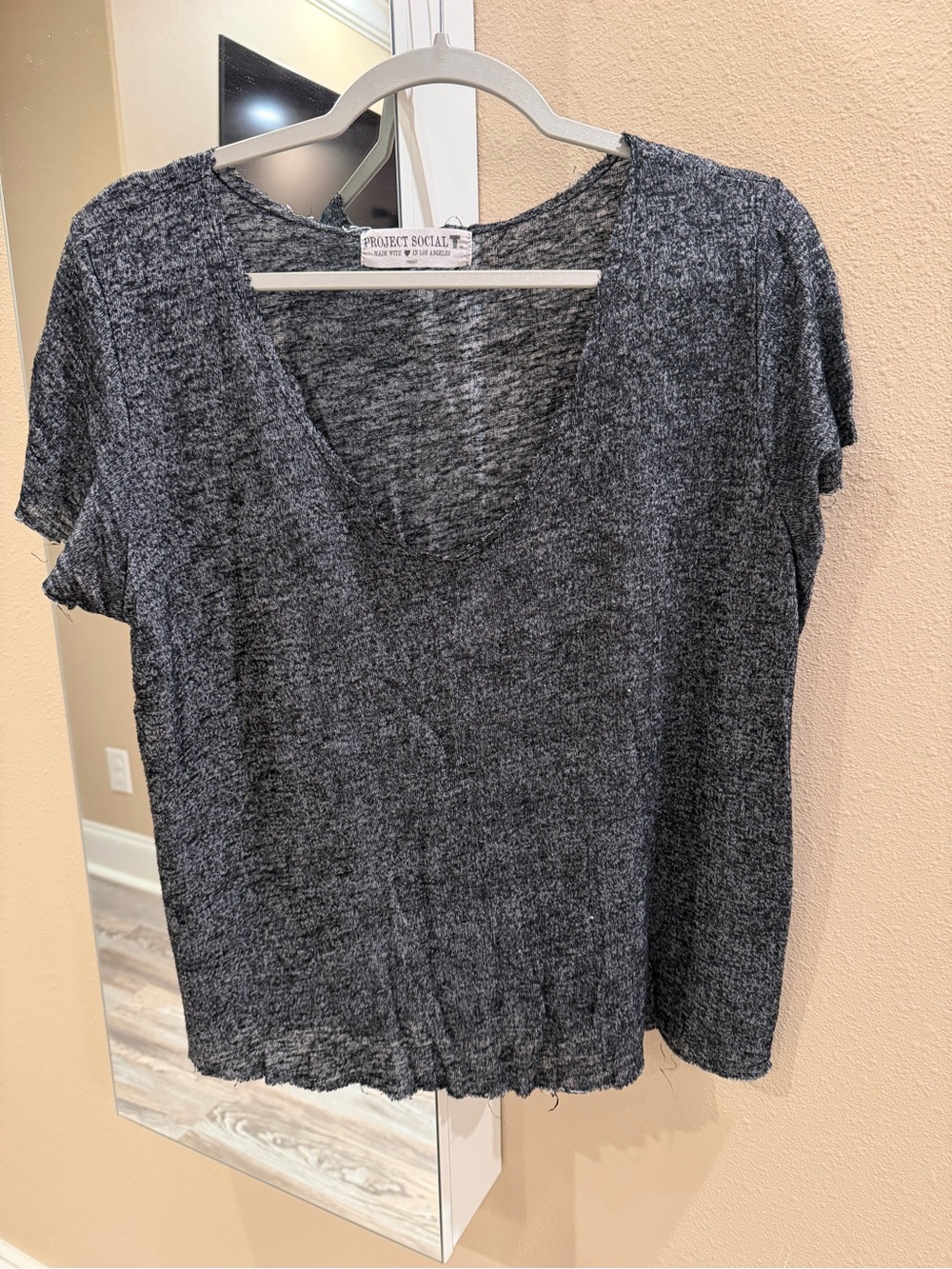Project Social T Charcoal Heather V-Neck Short Sleeve Tee